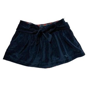 SOLD- Abercrombie & Fitch velvet plaid winter Mini Skirt Navy Blue